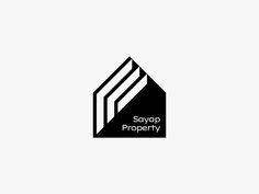 a black and white logo with the words saypop property on it's side