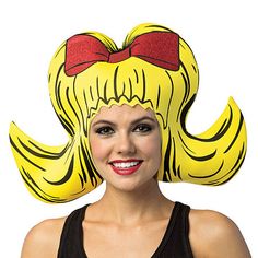 Very comical, you'll be the hit of any party. Wig/hat that easily slides onto your head and transforms you into an earlier era. Includes: Oversized 60's bouffant wig-styled hat in hot pink polyurethane foam. Slips over entire head. One size fits most women upto Large.Base Material: 100% PolyurethaneCare: Hand WashCountry of Origin: Made in US Cheap Funny Halloween Costume Hats And Headpieces, Betty Boop Costume Wigs, Bouffant Wigs, Wig Foam, Bouffant Wig, Selfie Corner, Foam Wig, Foam Costume, Foam Wigs