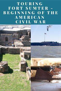 the cover of an article with images of ancient ruins and seagulls flying over them