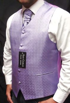 a man wearing a purple vest and tie