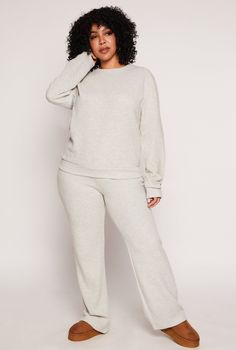 Casual Pant, Straight Leg, High Waisted, Solid, Brushed Knit, Ribbed Knit, Item Number 1961063400048 Puma Outfit, Casual Pant, Romper And Jacket, High Waist Pants, Plus Size Pants, Pants And Leggings, Girls Pajamas, Girls Jacket, Waist Pants