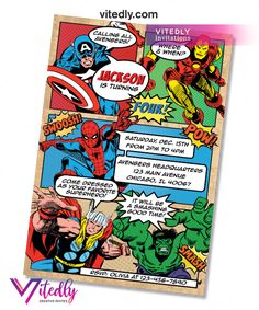 an old comic book cover with the avengerss and captain america characters in different languages