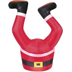 an inflatable santa claus hat is shown on a white background with no head