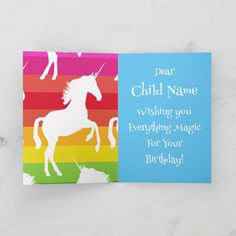 a birthday card with a unicorn on it