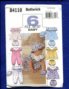 the sewing pattern for this baby's dress and hat is very easy to sew