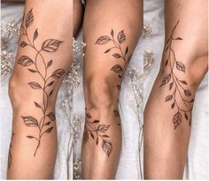 two women with tattoos on their legs and one is showing off her leg tattoo designs