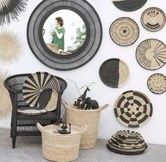 MalawiRoundMirror.jpg Malawi Chair, Round Mirror Frame, African Interior Design, Mirror Interior Design, Boho Mirror, Minimalist Inspiration, Rattan Mirror, Scandi Design, Bamboo Weaving