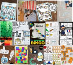 many different activities are shown in this collage with the words, numbers and letters