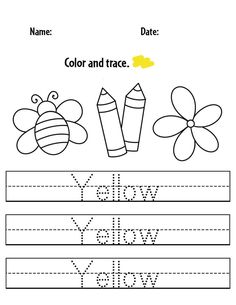 the color and trace worksheet for children to learn how to write in english