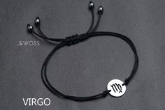 Virgo sign cord bracelet. Zodiac string bracelet. Components:♦ Hematite beads, 4-6 mm ♦ Polyester cord ♦ Titanium/316L Stainless steel bead and charm, no tarnish, no rust______________Benefits of Titanium/316L Stainless steel:- Never fade- Medical materials- Anti-allergy________________________________________________HEMATITE • Grounding • Calming • Removes Negativity • Self-Confidence • Improves Relationships • Focus •  Astrological signs: Aries, AquariusPrimary Chakra: Root-------------------- Adjustable Zodiac Sign Jewelry Gift, Adjustable Zodiac Sign Jewelry For Gifts, Adjustable Zodiac Sign Bracelets As Gift, Adjustable Zodiac Sign Bracelet As Gift, Bracelet Friends, Celestial Bracelet, Mens Stretch Bracelets, Chevron Friendship Bracelets, Macrame Bracelet Tutorial