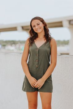 Button down linen romper.Savannah wearing a size smallThis item does run true to sizeLinen & Rayon BlendSize Chart:Small: Hips: 36” Bust: 32”Medium: Hips: 38” Bust: 34”Large: Hips: 40” Bust: 36”HEY BABE! WE ONLY OFFER STORE CREDIT FOR RETURNS! Feel free to email us or DM us on Instagram with any questions regarding fit or sizing or our return policy in general. Casual Linen Jumpsuits And Rompers For Day Out, Summer Cotton Jumpsuits And Rompers With Buttons, Cotton Jumpsuits And Rompers With Buttons For Vacation, Green Linen Casual Jumpsuits And Rompers, Casual Green Linen Jumpsuits And Rompers, Summer Linen Jumpsuits And Rompers With Button Closure, Casual Linen Jumpsuits And Rompers With Buttons, Small Hips, Hey Babe