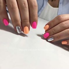 Nail Design For Summer, Neon Nail Designs, Summer Designs, Coral Nails, Gel Nails At Home, Designs Nail, Neon Nails, Pastel Nails