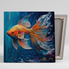 an acrylic painting of a goldfish