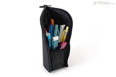 Kokuyo Neo Critz Pencil Case - Black / Black - KOKUYO F-VBF180-1 Black Portable Pencil-shaped Pencil Case, Portable Black Pencil Case For School, Functional Black Pencil Case, Black Pencil Case With Zipper For Daily Use, Functional Black Pencil Case With Zipper, Black Pencil Case With Zipper Closure For Daily Use, Multifunctional Black Pencil Case With Pen Slots, Black Zipper Pencil Pouch Stationery, Functional Black Pencil Case For Daily Use