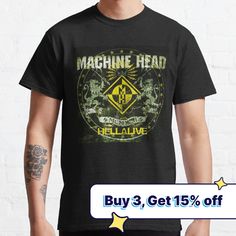 Standard fit with double-needle hems for durability. Solid colors are 100% preshrunk cotton, heather colors are cotton blend. Range of colors available, with the option to print on front or back. Size range S-3XL, suitable for men and women. Machine Head - Hellalive album 2003 Band Logo Cotton T-shirt For Fans, Band Merch Cotton T-shirt With Band Logo, Band Logo Cotton T-shirt, Cotton Band Merch T-shirt With Logo, Cotton Band Logo T-shirt Merch, Cotton Band Merch T-shirt, Cotton Band Merch T-shirt For Fans, Cotton T-shirt For Band Merchandise, Cotton Band Logo T-shirt Fan Apparel