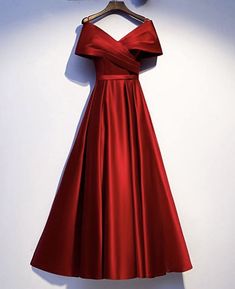 Red V Neck Dress, Princess Evening Dress, Birthday Dress Women, Gowns Dresses Elegant, A Line Evening Dress, Frock For Women, Satin Evening Dresses, Fancy Dresses Long, Long Evening Gowns