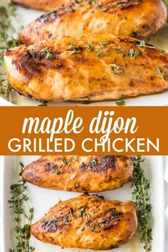 maple dijon grilled chicken on a white platter