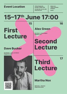 an event poster for the first lecture of second lecture, third lecture and third lecture