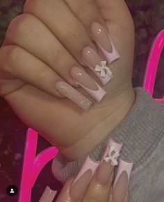 Clumsy Quotes, Ballerina Acrylic Nails, Girly Acrylic, Hot Nails, Square Acrylic Nails, Nails Inspo, Nails Ideas