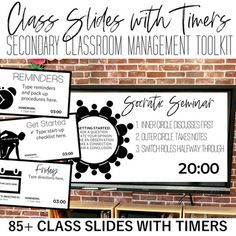 class slides with times and secondary classroom management tool kit for teachers to use in the classroom