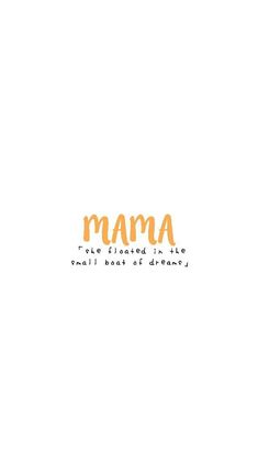 the word mama is written in orange on a white background with an orange and yellow border