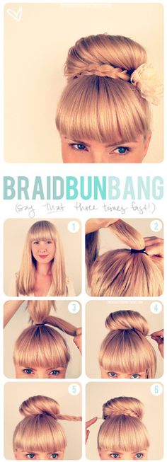 Pretty! Diy Braids, Braided Bun, Messy Bun, Diy Hairstyles, Up Hairstyles, Bun Hairstyles