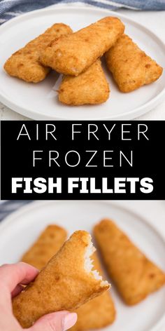 air fryer frozen fish fillets on a white plate