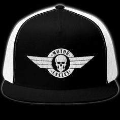 Classic Biker Skull Trucker Cap style with a cool fabric blend. • 47% cotton/28% nylon/25% polyester • Structured • Five panel • High profile • Flat bill • Snapback closure Skull Flag, Five Panel, Pirate Skull, Cap Style, Gothic Rings, Skull Jewelry, Skull Necklace, Yoga Shop, Skull And Crossbones