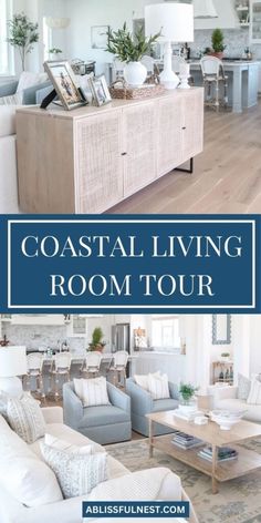 Cream Coastal Living Room, Brown Coastal Living Room, Bright Family Room Ideas, Transitional Living Room Blue Sofa, Coastal Living Rooms With Blue Sofas, Coastal Tv Console Beach Houses, Gray And Blue Coastal Living Room, Oatmeal Sofa Living Room Color Schemes, Coastal Living Room Wall Colors