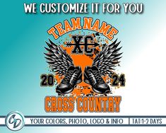 we customize it for you with cross country shoes on the front and back side