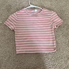 Really Cute Brand New Pink Striped Crop Top Great Quality Just Not My Style Anymore Offers Are Available Like Brandy Melville Cute H&m Crew Neck Top, H&m Casual Pink Tops, Casual Pink H&m Top, H&m Pink Summer Tops, Summer Pink H&m Tops, H&m Striped Tops, Trendy White H&m Top, H&m Casual Summer Crop Top, Trendy H&m Cotton Crop Top