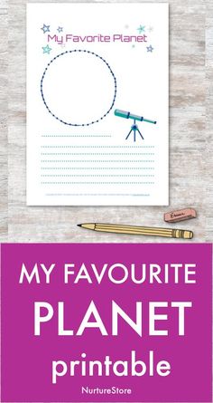 the my favorite planet printable is shown with pencils and crayon pens