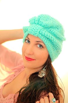 Crochet Turban Hat  Mint Fashion Head Wrap by mademoisellemermaid, $60.00 Turban Mode, Turban Fashion, Crochet Turban, Thinning Hair Remedies, Fashion Turban, Herbs For Hair, Mint Fashion, Sweet Mint, Mode Turban