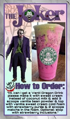 an advertisement for the joker coffee drink