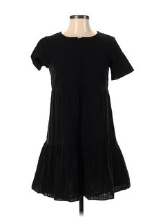 Madewell Casual Dress Size: X-Small Black Dresses - used. 100% COTTON, DropWaist, Crew Neck, Short, Short Sleeve | Madewell Casual Dress - DropWaist: Black Dresses - Used - Size X-Small Black Knee-length Cotton Denim Dress, Cheap Black Mini Length T-shirt Dress, Small Black Dress, Black Casual Dress, Black Dresses Casual, Drop Waist, Black Dresses, Black Casual, Casual Dresses For Women