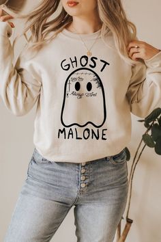 Ghost Malone Sweatshirt  Halloween Sweatshirt  Funny Halloween Crewneck  Cute Ghost Hoodie Easy 30 day return policy Ghost Malone Shirt, Ghost Malone, Ghost Hoodie, Spooky Sweatshirt, Halloween Crewneck, Halloween Tattoo, Boo Crew, Sweatshirt Halloween, Halloween Shirts