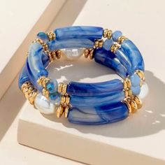 New! Set Of 3 Elegant Blue Faux Pearl Beaded Boutique Bracelets Diameter: 2.4" Life Isn't Perfect But Your Outfit Can Be Brand New This Item Comes From A Pet & Smoke Free Environment! Never Purchased On Poshmark Before? Use My Code When You Sign Up & Save $10 Off Your First Purchase! Code: Berkleyandco Bohemian Beaded Bracelet, Tube Bracelet, Green Beaded Bracelets, Embellished Fashion, Bracelet Sets, Beaded Jewelry Necklaces, Black Beaded Bracelets, Bracelets Design, Bow Bracelet