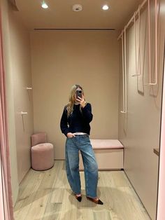 How to Wear Barrel-Leg Jeans: 9 Ways Everyone is Styling Them | Who What Wear Barrel Jeans Outfit, Runway Outfits, Monochromatic Outfit, Denim Trends, Jeans Outfit, Crop Jacket, Who What Wear, Jean Outfits