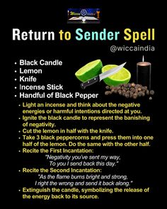 ✨🔮 Return to Sender Spell for Banishing Negativity 🔮✨  Feeling weighed down by negative energy? Use this powerful spell to return harmful intentions back to their source. Perfect for cleansing your space and mind. 🌙  Follow @wiccaindia for more protective spells and witchy wisdom! Protective Spells, Return To Sender Spell, Truth Spell, Hoodoo Spells, Revenge Spells, Return To Sender, Good Luck Spells