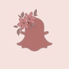 a pink snap icon with flowers on the top and bottom corner, in front of a light pink background