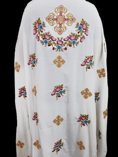 The embroidered fabric is designed for the vestment of the orthodox deacon, priest and Arch Priest.  Deacon: Includes fabric for the Stikharion (robe), epimanika (cuffs) and oration (stole) Priest: Includes fabric for the phelonion (chasuble), zone (belt), epigonation (palitza), epimanika (cuffs) and epitrachelion (stole).  Arch Priest: Includes fabric for Epitrachelion (stole), zone (belt), epimanika (cuffs), epigonation (palitza), Sakkos (robe), small and large omophrion.  Τhe fabric is light Traditional White Embroidered Chasuble, Traditional Embroidered Chasuble For Ceremonial Use, Traditional Embroidered Ceremonial Chasuble, Orthodox Priest, The Orator, Greek Orthodox, Embroidered Fabric, Embroidery Machine, Beautiful Fabric