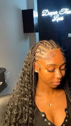 @kqtzlyn #hair #hairstyles #braids #braidsforblackwomen #braidsforblackhair #braidsofinstagram #fulani Cornrow Boho Knotless Braids, Fulani Braids With Bow, Half Fulani Braids Half Knotless, Fulani Braids Half Up Half Down, Braids With Bundles, Cornrows Half Up Half Down, Half Cornrows Half Knotless Braids, Half Cornrows Half Curly Weave, Bow Braids