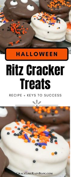 halloween ritz cracker treats with text overlay