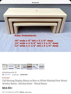 the instructions for how to build a wooden coffee table with drawers and shelves on each side