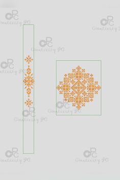 an orange and white cross stitch pattern on a gray background with the words,'design for