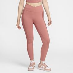 Up for a workout or down to chill, these leggings are the Ones that are ready for whatever you are. Their midweight, peachy-soft fabric stretches with your every move and dries quickly. A wrapped waistband that crosses in the front works with ribbed side panels to add extra dimension to your look. Women Lifestyle, A Workout, Sheer Fabric, Pink Leggings, Side Panels, Sheer Fabrics, Panel Siding, Polyester Spandex, Soft Fabric