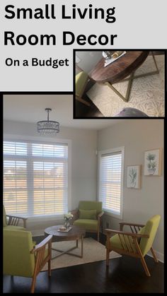 small living room decor on a budget with green chairs and coffee table in the corner