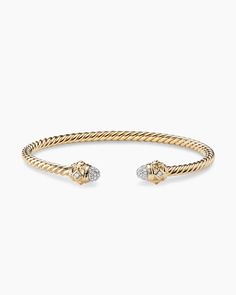 Renaissance Cablespira Bracelet in 18K Yellow Gold with Diamonds, 3.5mm David Yurman Ring Stack, Oval Bracelet, David Yurman Ring, David Yurman Bracelet, Cable Bracelets, Rare Gemstones, Flexible Design, Small Accessories, Dainty Jewelry