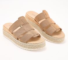 When summer calls, these fisherman-inspired slide sandals answer. The jute-wrapped wedge heels adds a little bit of lift, while the cushy insole delivers all-day comfort. From Dr. Scholl's. Sandal Slides, Raffia Sandals, Dr. Scholl's, Slide Sandals, Wedge Heels, Fashion Shoes, Slides, High Heels, Wedges