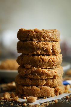 a stack of cookies sitting on top of a table